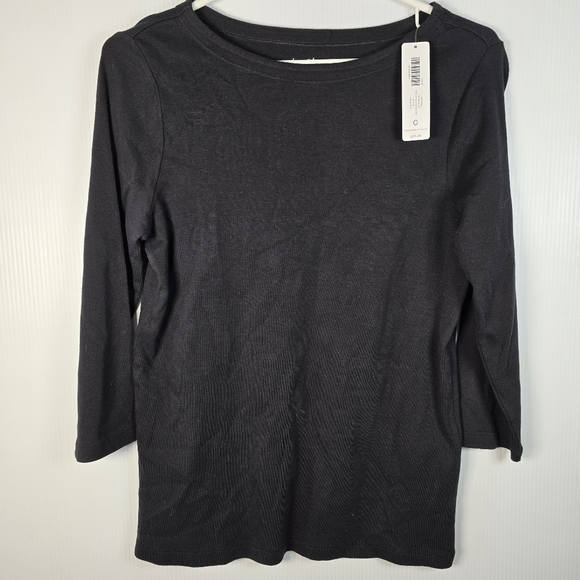 Chico's Tops - NWT Chico's Classic Black Women's 109% Cotton 3/4 Sleeve Boat Neck Top Chicos 0